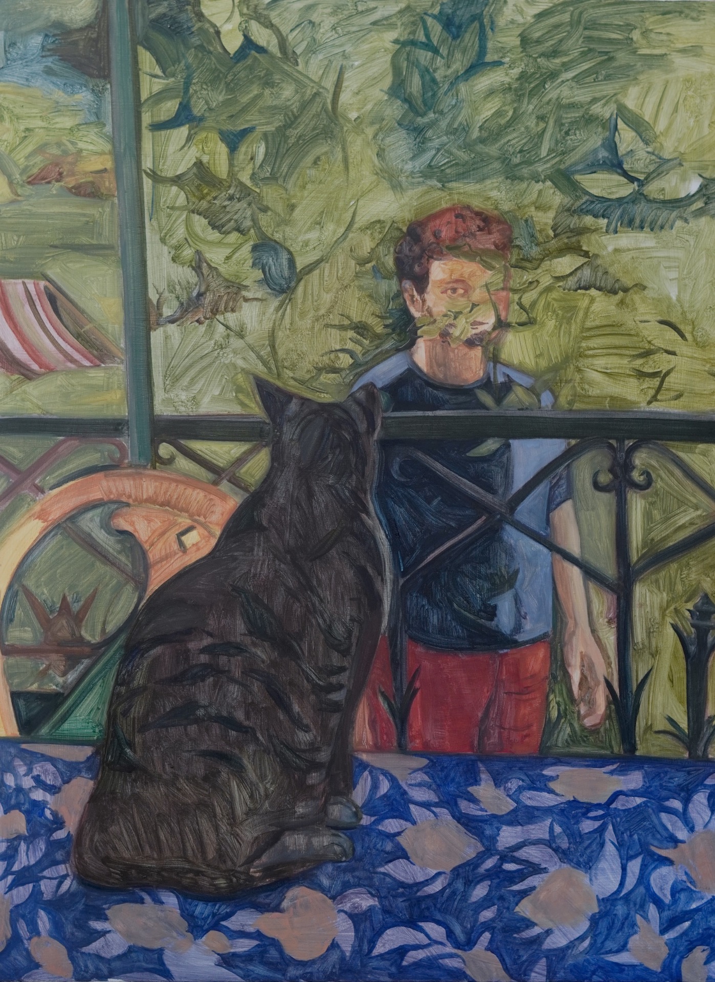 Depuis la fenêtre le jardin, 2025, huile sur toile, 100 x 130 cm