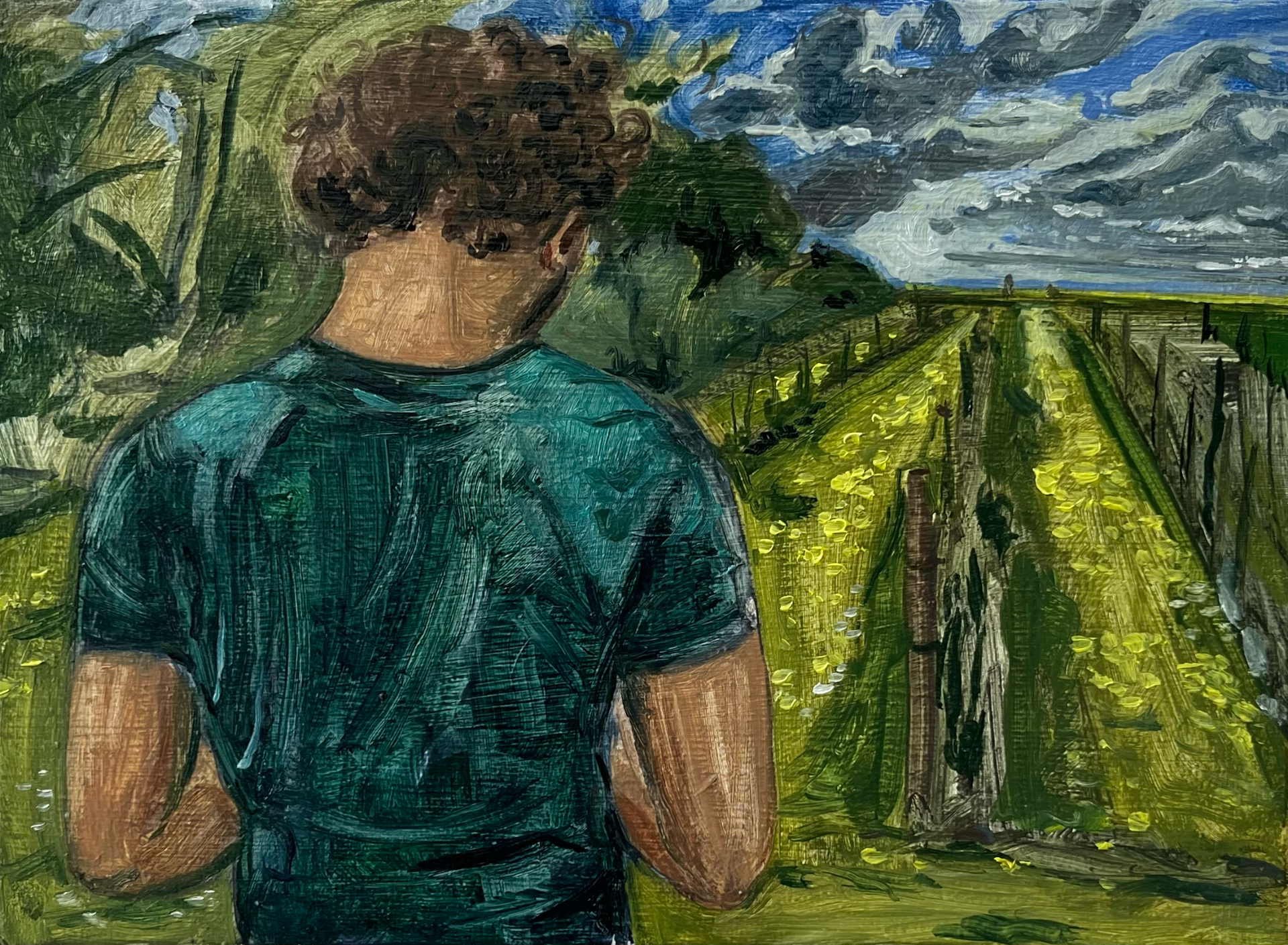 Paul et les Pissenlits, 2025, huile sur toile, 25 x 30cm