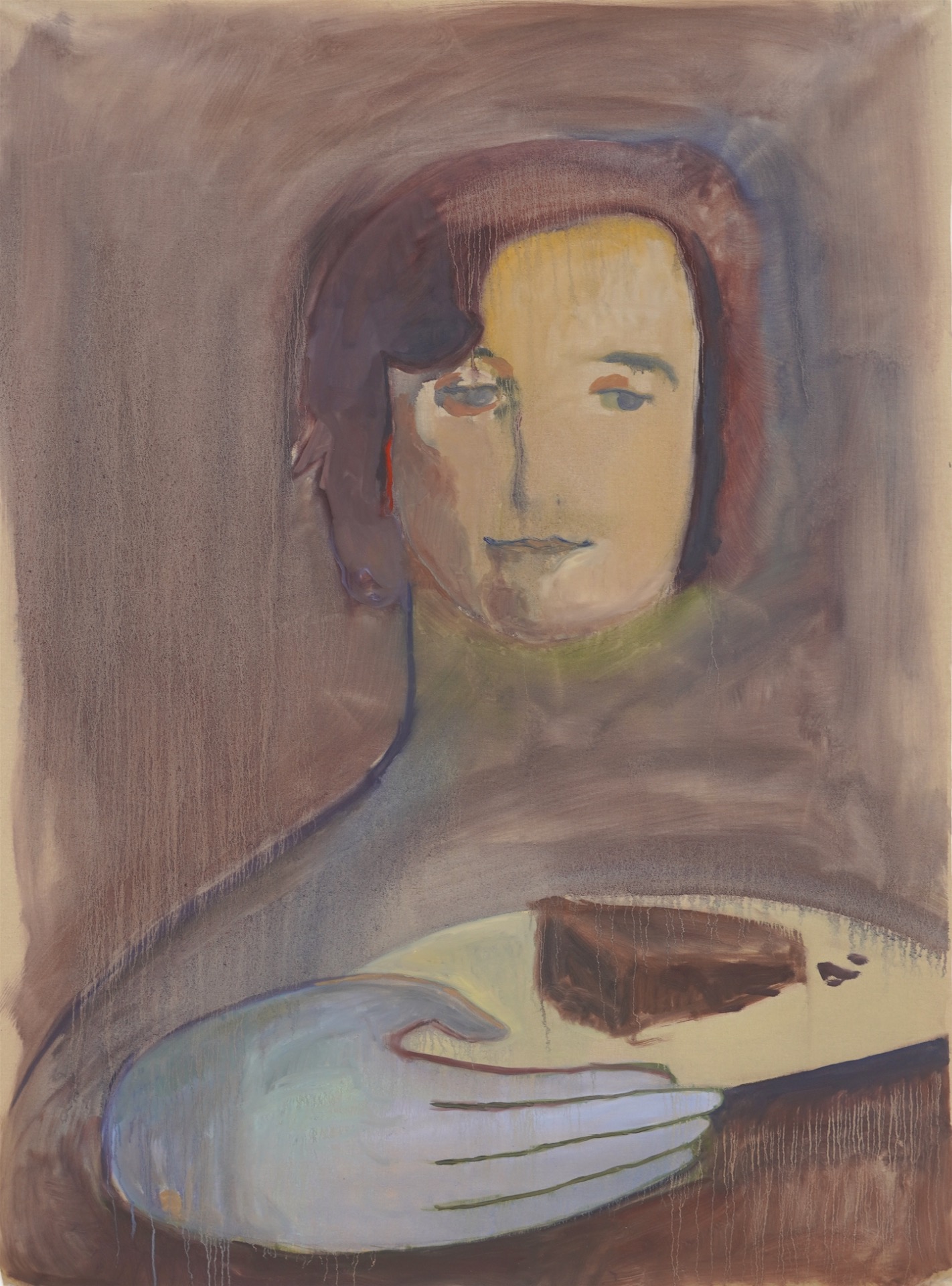 hmm..., 2022, huile sur toile nue, 180 x 120 cm