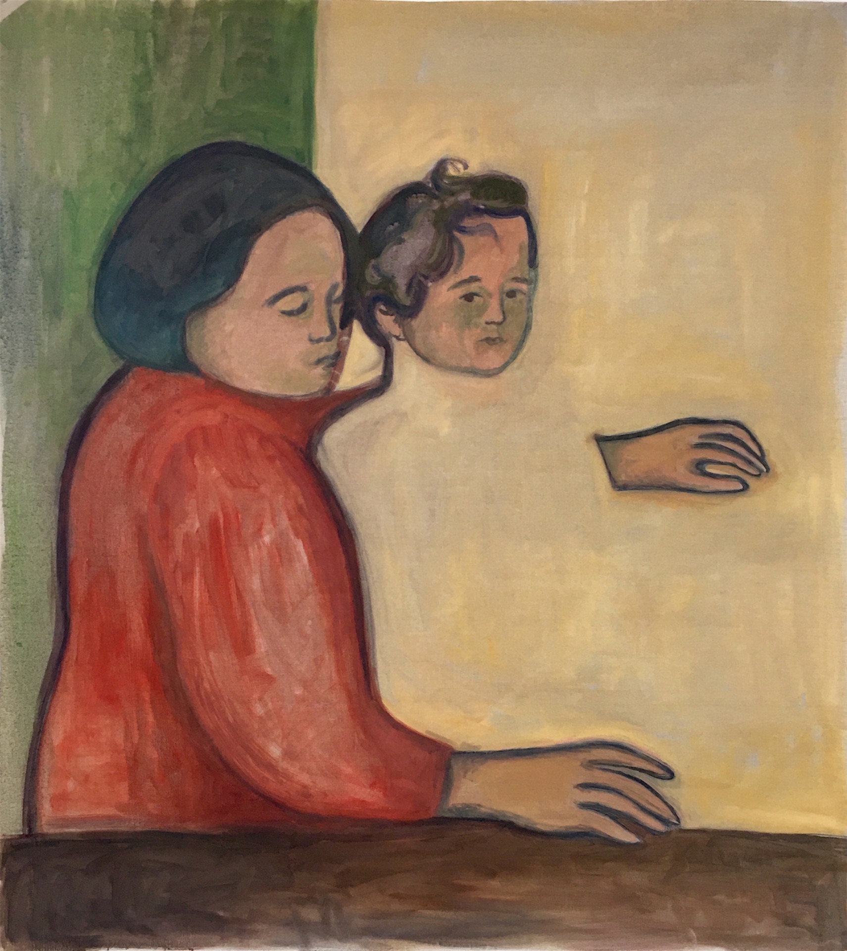 Les jeunes pianistes improvisées, 2022, huile sur toile nue 73 x 126 cm