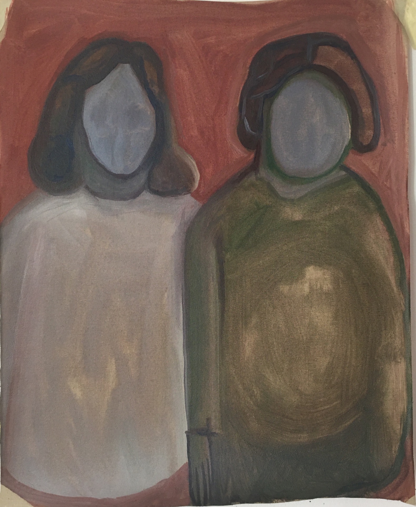 Les demoiselles, 2022, huile sur toile nue, 48 x 37 cm