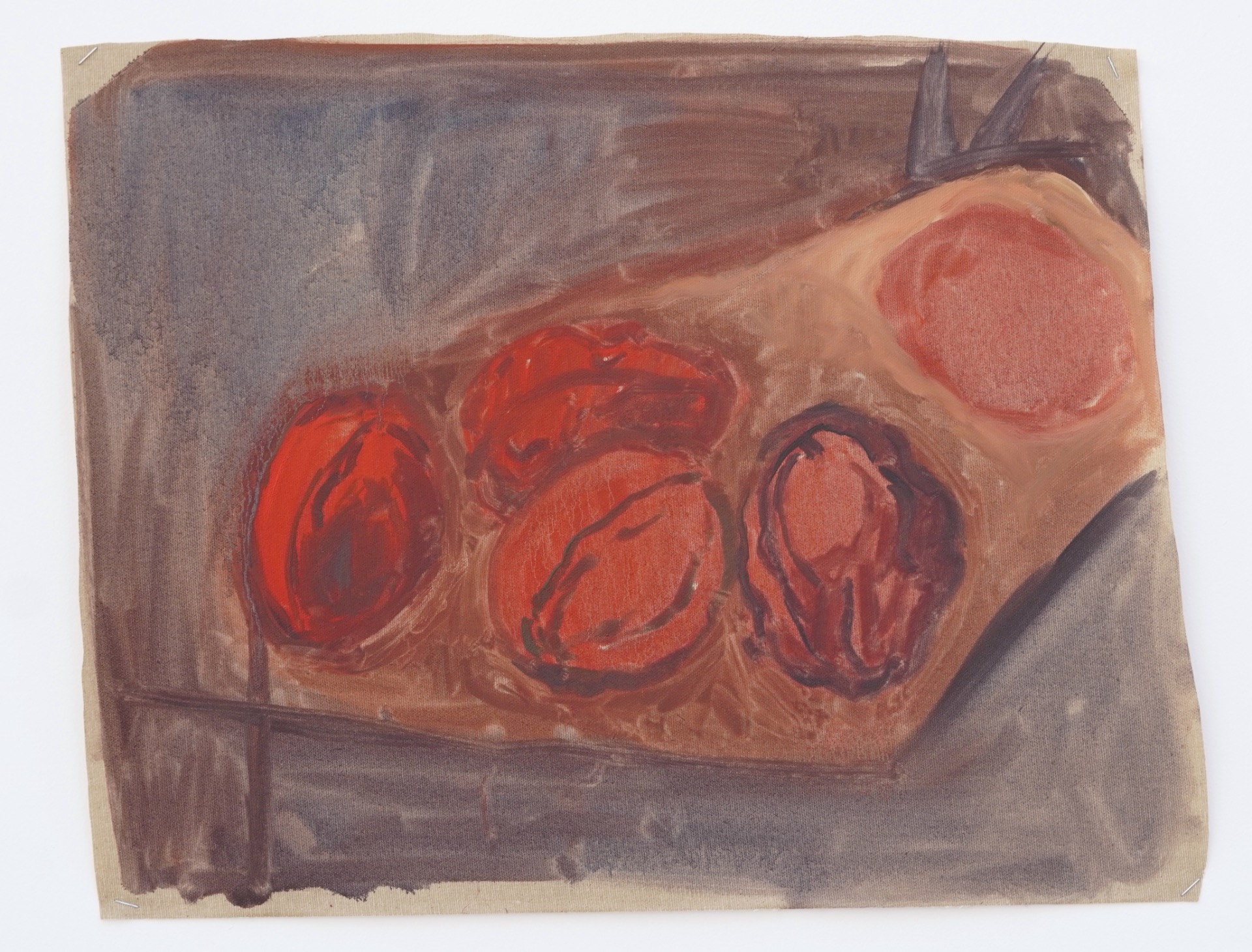 Noix II, 2022, huile sur toile nue, 39 x 49 cm