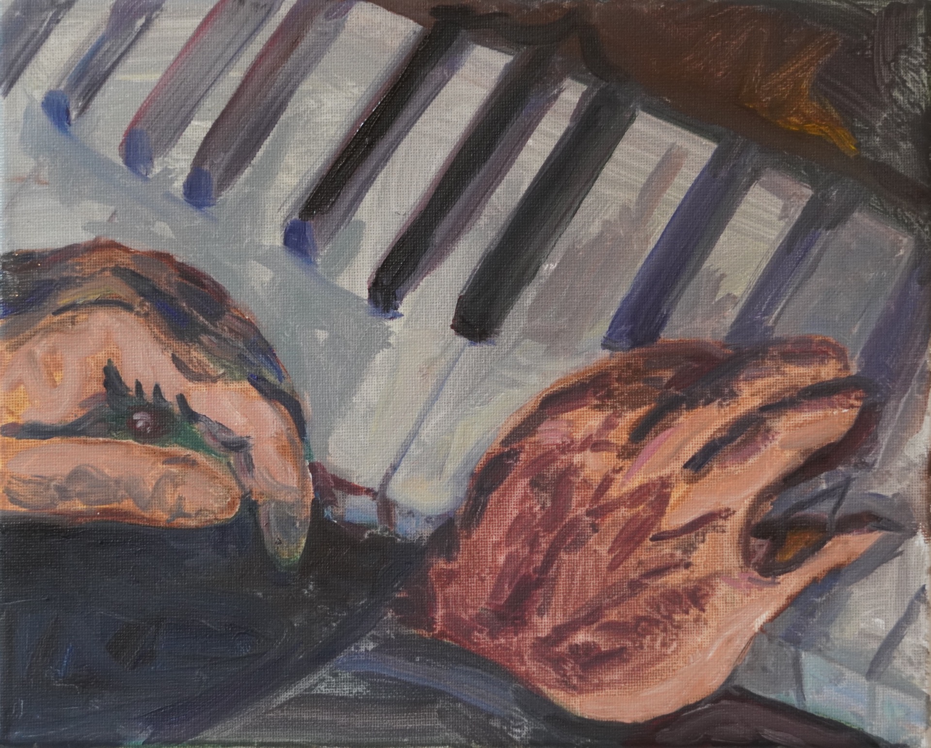 Piano, 2023, huile sur toile, 30 x 24 cm
