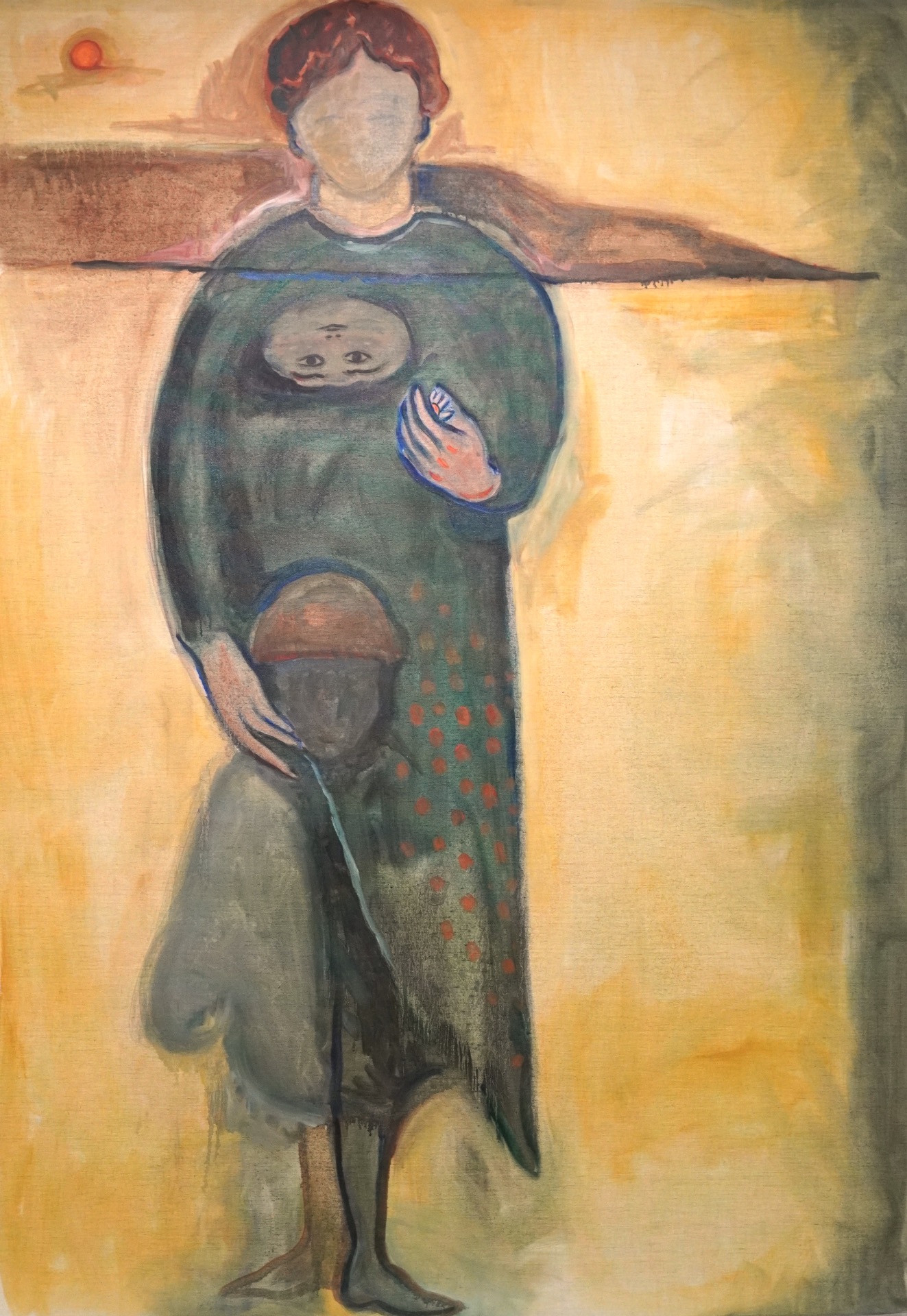 Silhouette futuriste au bord des îles malouines, 2022, huile sur toile nue, 200 x 130 cm