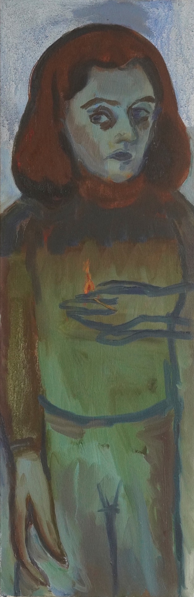 Allumette, 2023, huile sur toile 90 x 30 cm