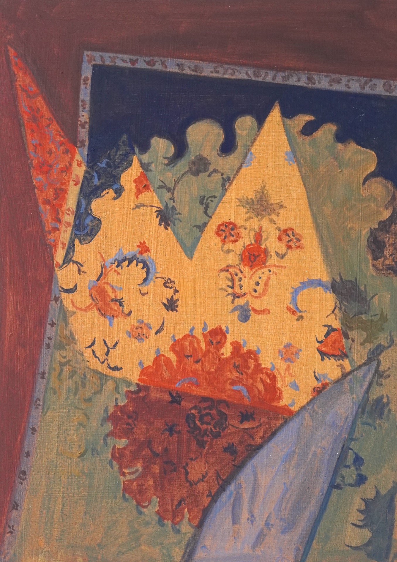 Motif tapis, 2025, huile sur bois, 30 x 45 cm