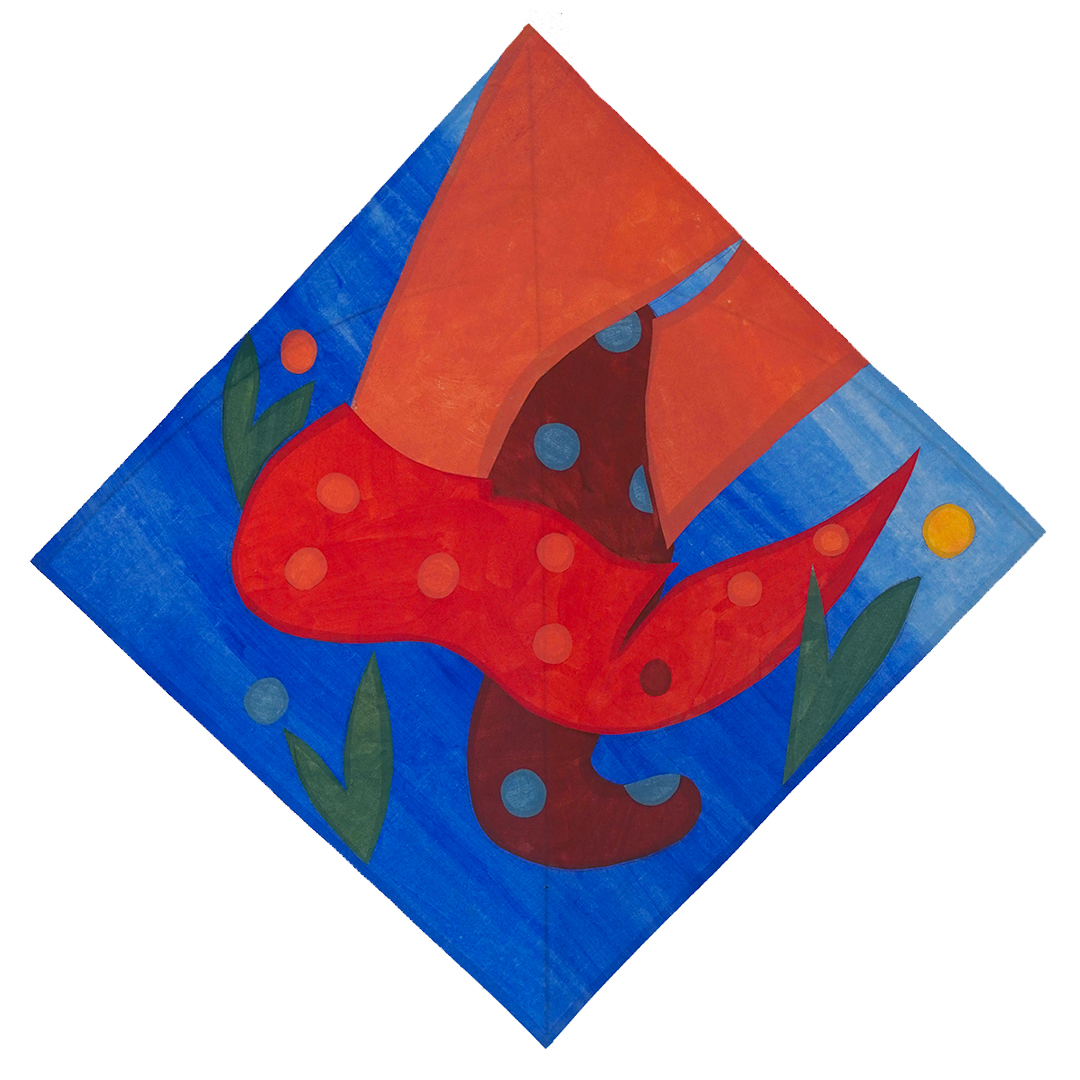 Cerf-volant - combattant, Les danseurs, 2026, papier de riz, acrylique et bois blanc, 40 x 40 cm